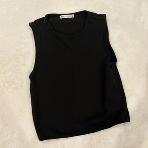 Zara Black Sleeveless Crewneck Tank